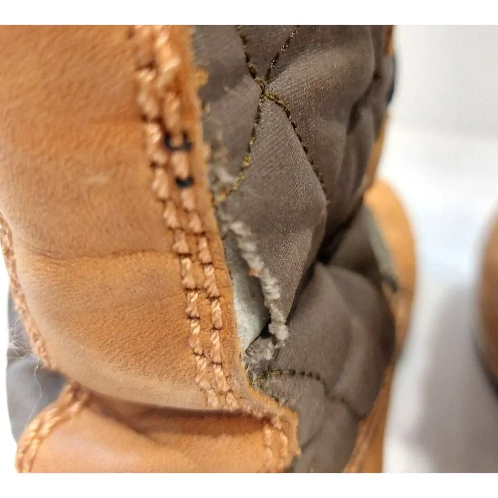 Sorel Tofino‎ Lace Up Faux Fur Lined Waterproof Leather Boots Tan Womens Sz 8 M